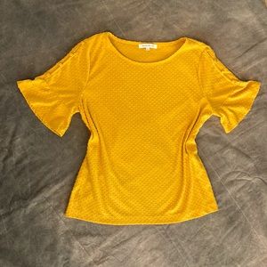 Mustard Yellow/ Gold Swiss dot top